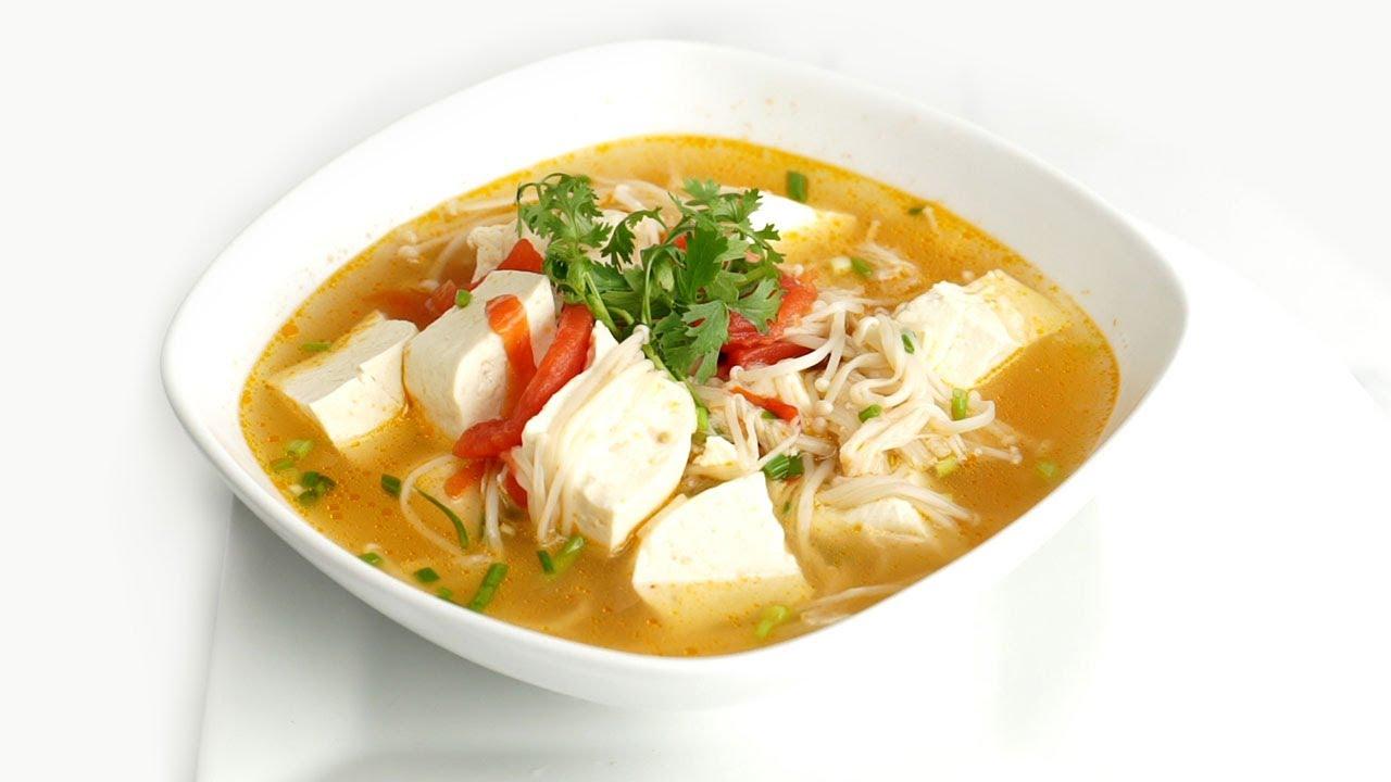 Hướng dẫn cách nấu canh nấm kim châm đậu phụ