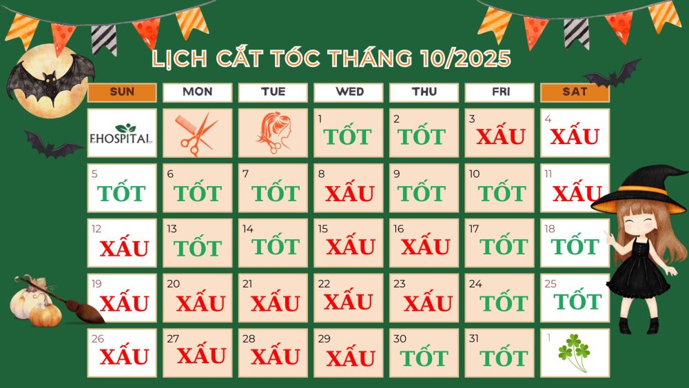 Lịch Cắt Tóc Tháng 10 2025